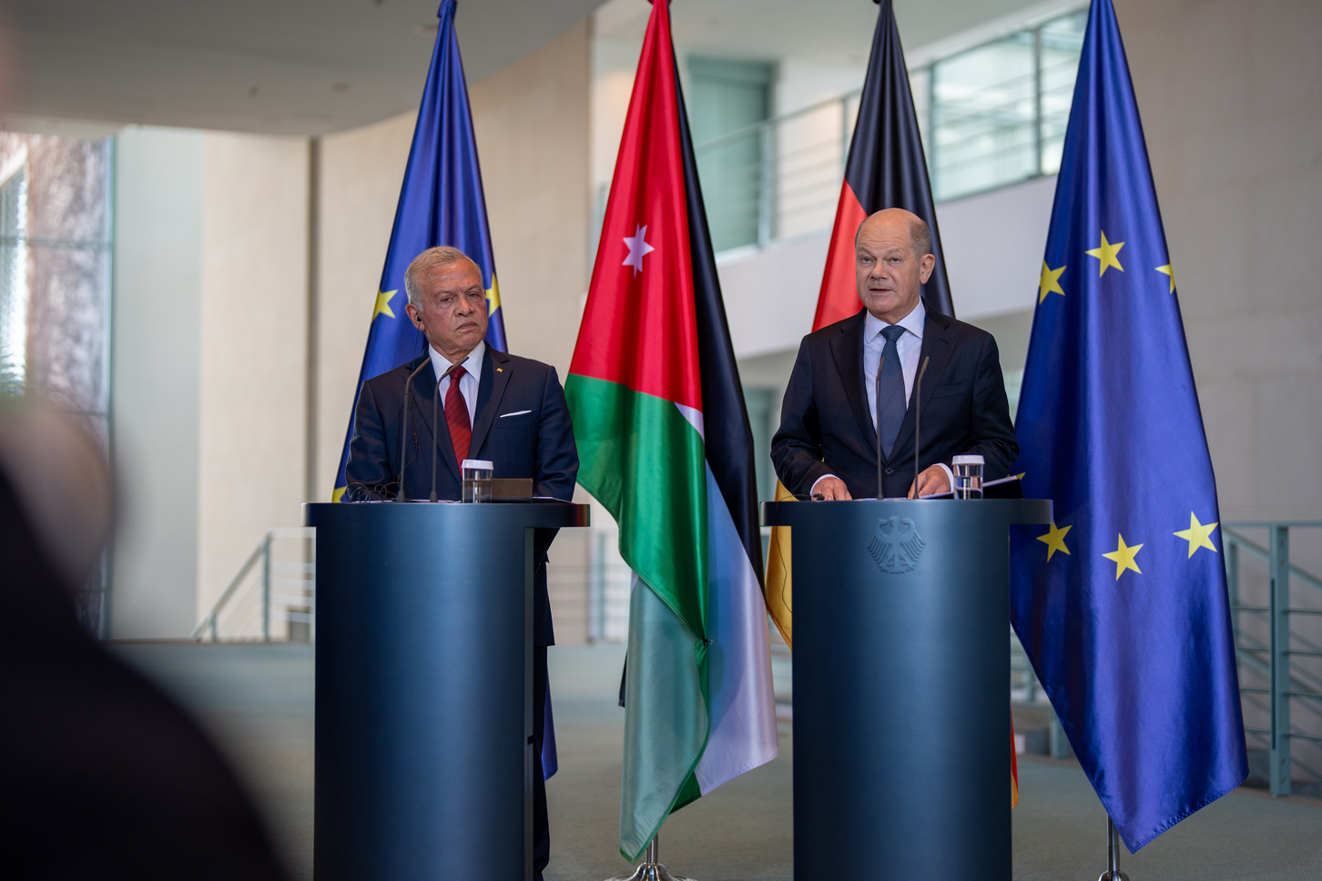 From His Majesty King Abdullah II’s joint press conference with German Chancellor Olaf Scholz in Berlin today