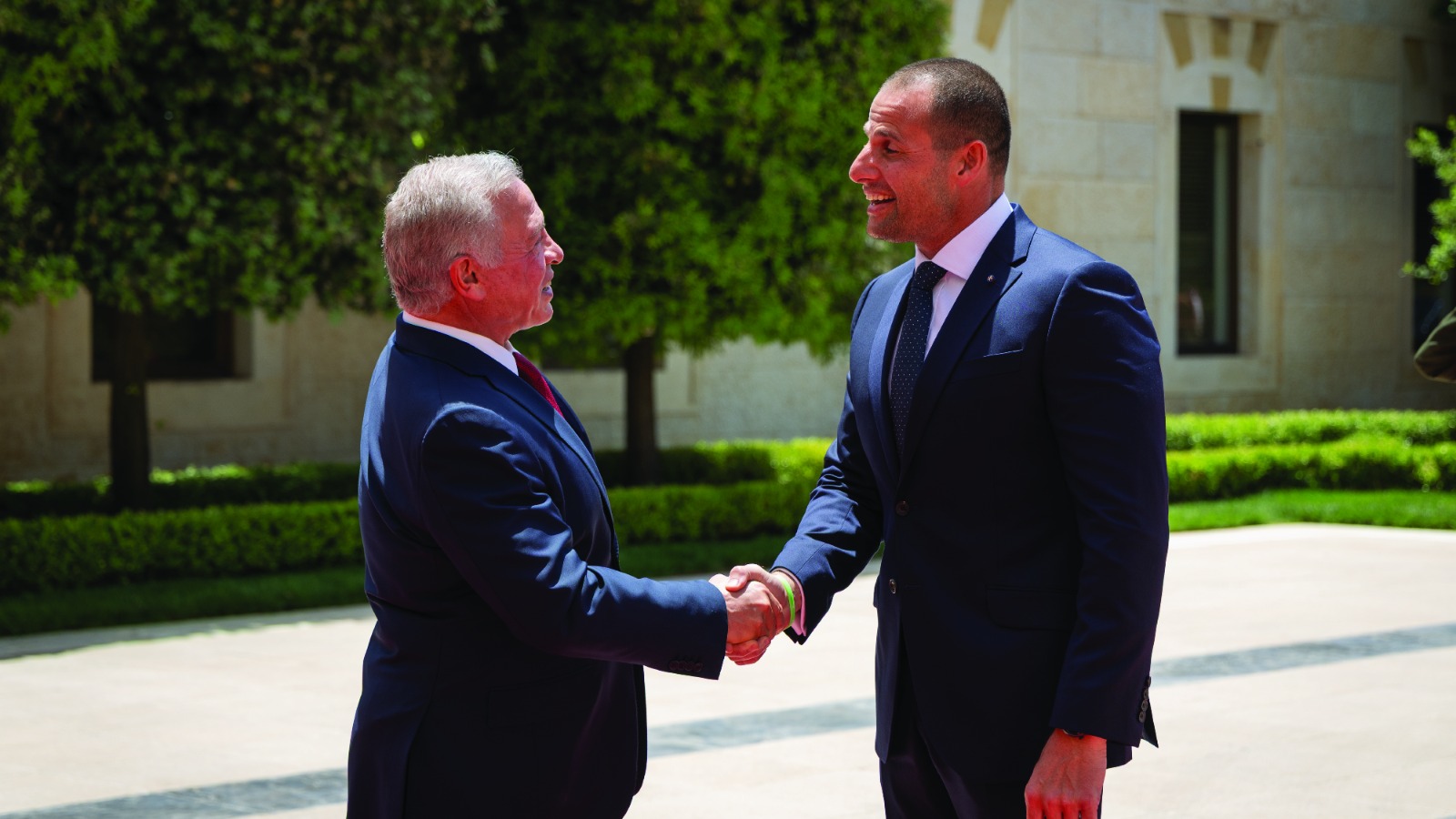 His Majesty King Abdullah II, accompanied by His Royal Highness Crown Prince Al Hussein, received Malta Prime Minister Robert Abela at Al Husseiniya Palace today