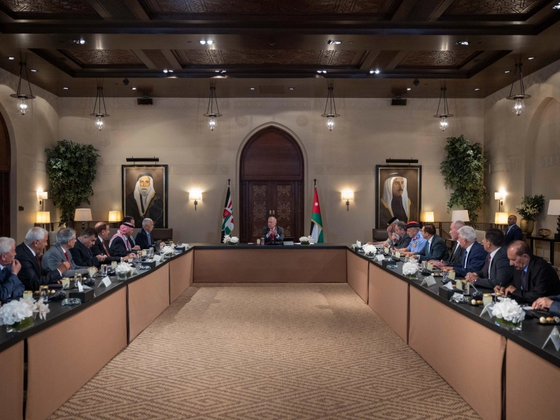 His Majesty King Abdullah II, during a meeting with military retirees, welcomed efforts led by the United States to de-escalate tensions in the region, and expressed Jordan’s hope that all sides commit to a ceasefire in order to restore security 